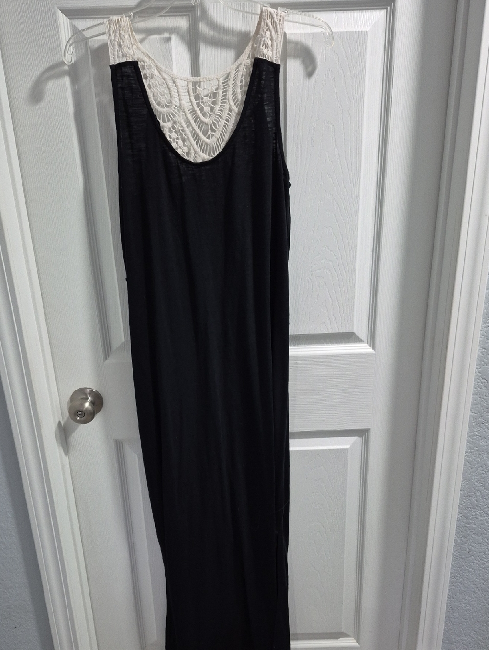 Merona Black Maxi Dress with Cream Crochet Back